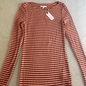 Anthropologie women’s XS long sleeved shirt in red and orange stripes NWT